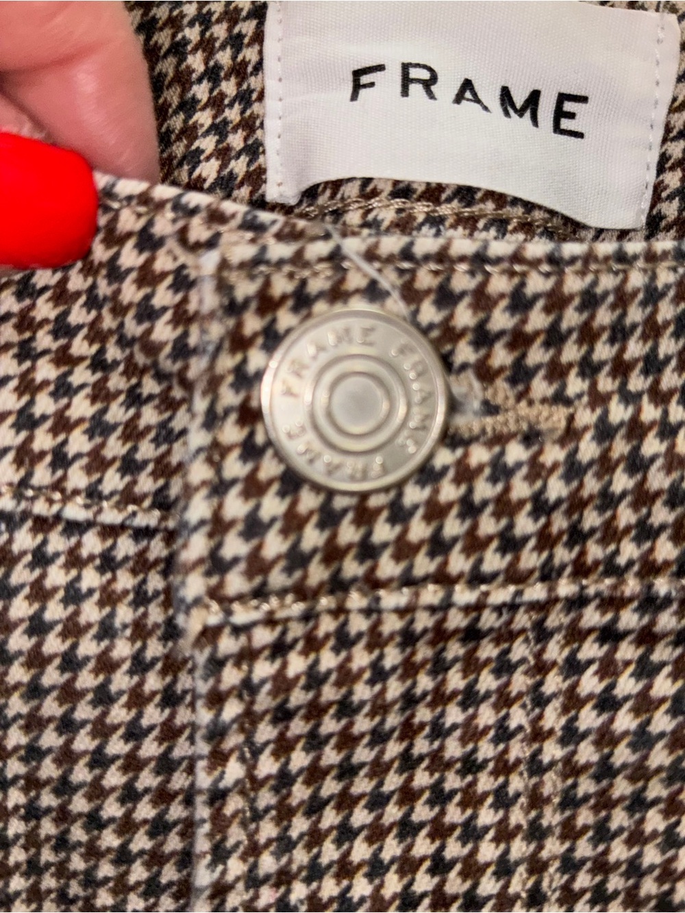 Frame Le Crop Flare Brown and Grey Houndstooth Jeans Sz 28 - Picture 14 of 14